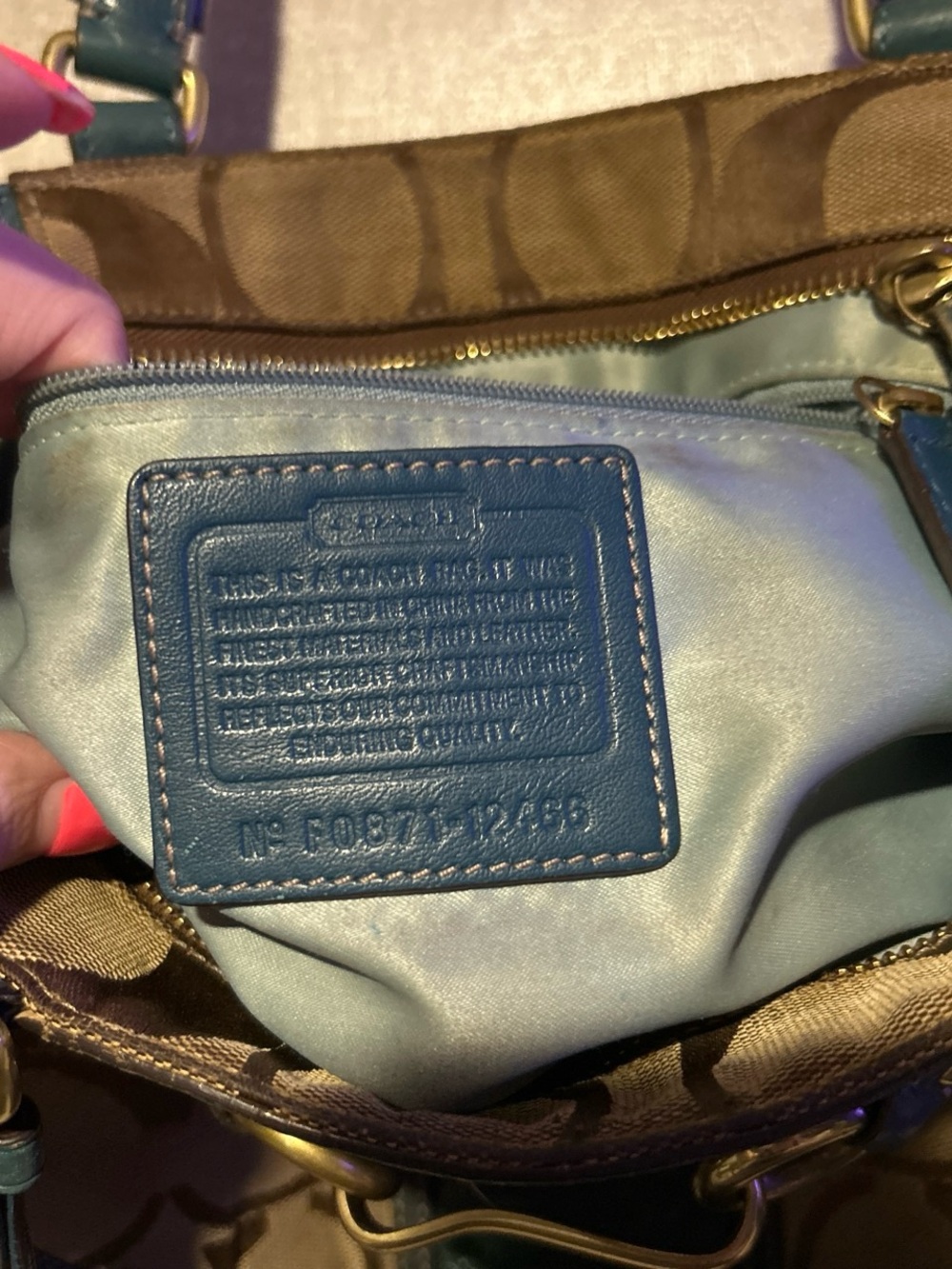 Coach Hampton Jackie Signature Canvas Tote with Emerald Python Trim - Picture 2 of 4